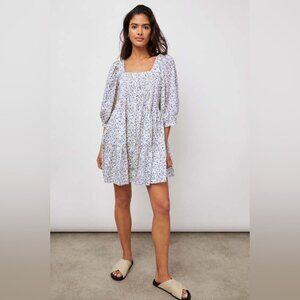 RAILS Pippa Tiered Floral Cotton Shift Dress In Watercolor Buds size Small